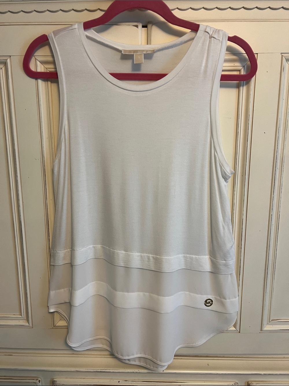 Michael Kors White Layered Hem Sleeveless Tank